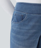 Halara Flex™ Jeans Larges Casual Taille Haute Multiples Poches Lavés Élastiques et Tricotés Grande Taille