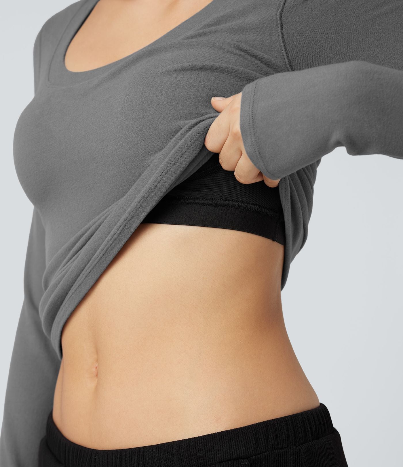 Top casual chaud push-up à col arrondi et manches longues - Bonnet A/B