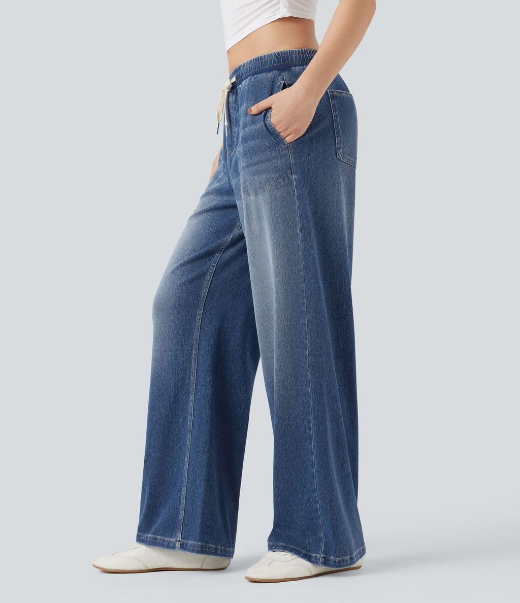 Jean baggy Halara Flex™ taille basse avec cordon de serrage et poches