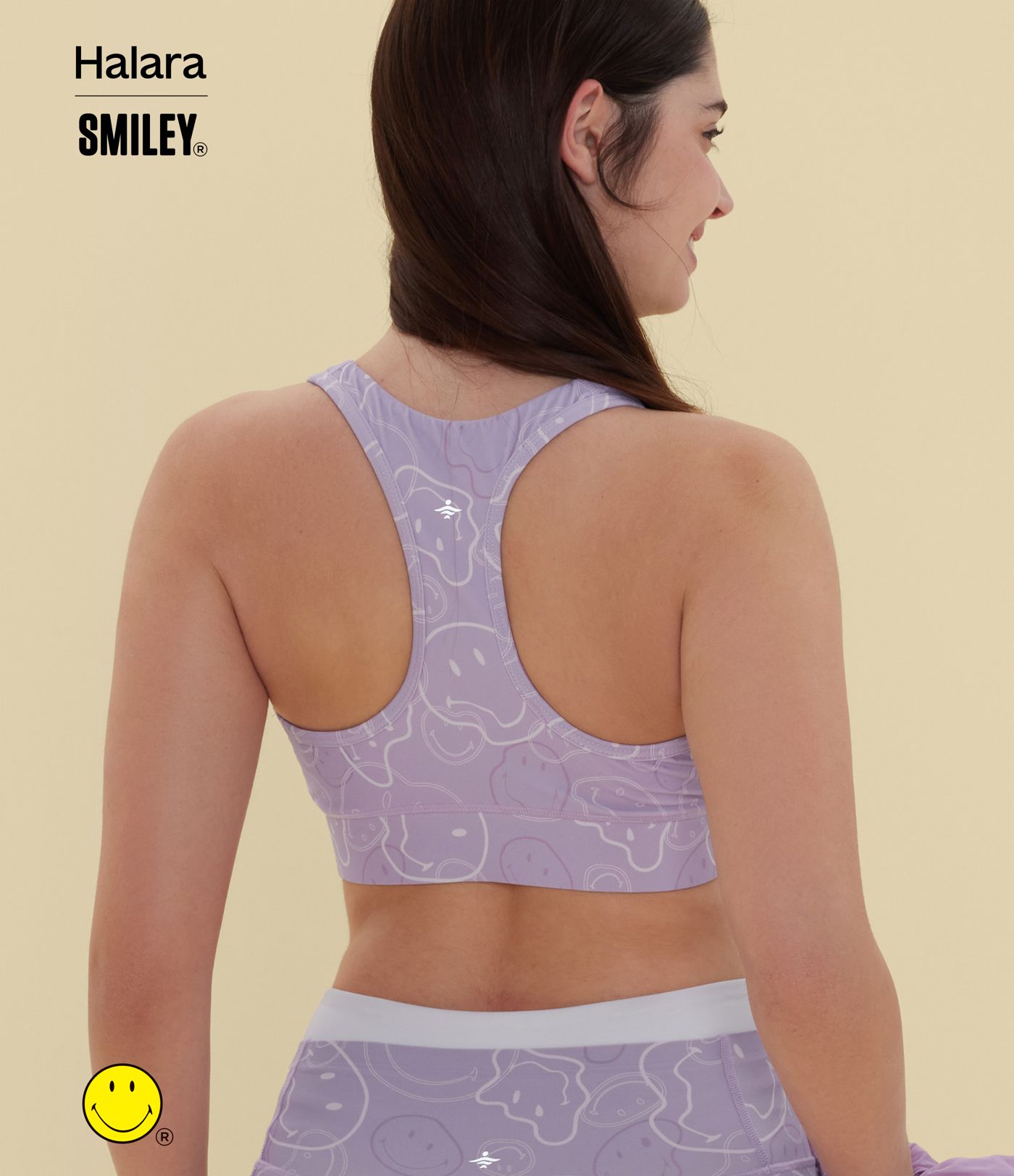 Brassière de sport training Halara X Smiley® Halara UltraSculpt™ maintien moyen col V dos nageur