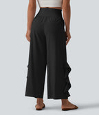 Pantalon large séchage rapide Breezeful™ taille haute à volants avec poches