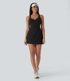 Robe de sport yoga 2-en-1 SoftlyZero™ Plush push-up coques moulées avec poches édition Easy Peasy E-G