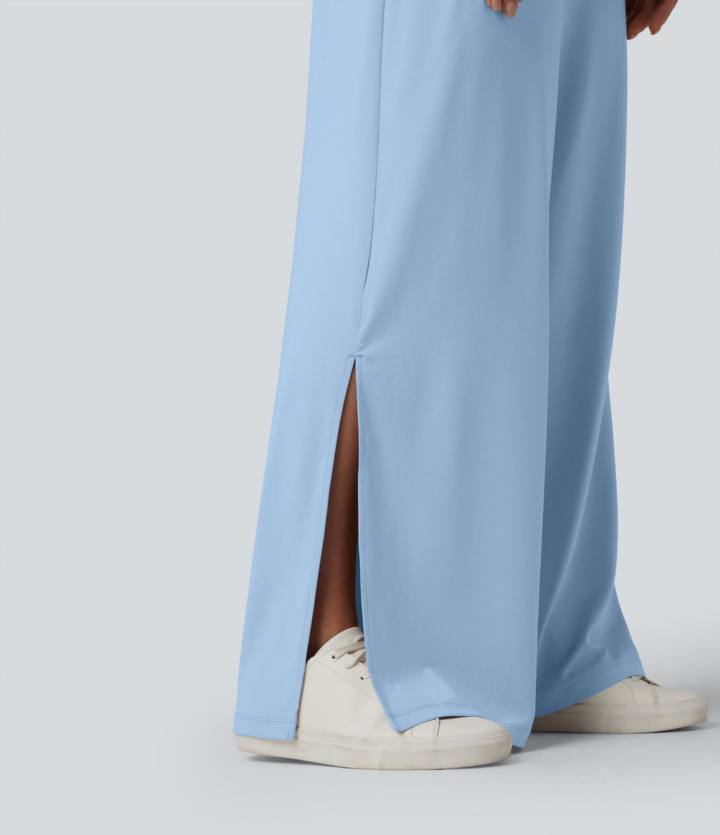 Combinaison casual asymétrique manches courtes avec poches et fente - Easy Peasy