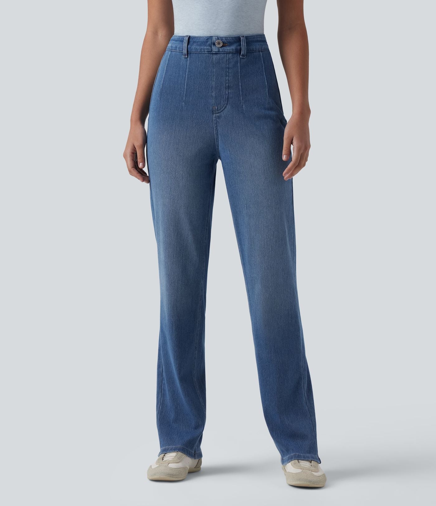 Jean Halara Flex™ taille haute gainant coupe droite décontracté avec poches