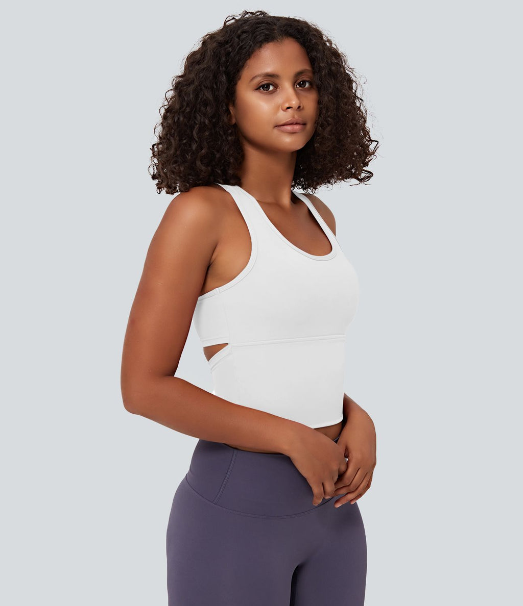 Softlyzero™ Plush Plus Débardeur Yoga Crop à Col U Plongeant Dos Nu Dos Nageur Découpé - UPF50+