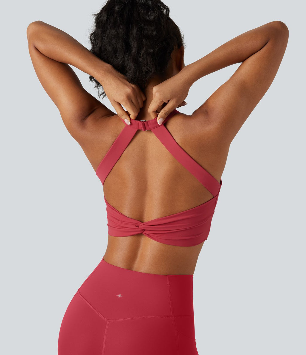 SoftlyZero™ Plush Débardeur de yoga court col cœur avec soutien-gorge intégré