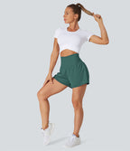 Short 7,5cm Yoga 2 en 1 Super Taille Haute Poches Arrière Poches Cachées Latérales
