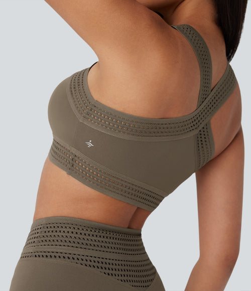 Brassière de sport yoga soutien souple croisé à découpes bonnets A-D