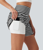Short 2-en-1 à rayures taille haute 12,5 cm avec poches