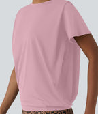 Haut de sport col rond manches courtes effet frais InstantCool avec fronces, protection solaire UPF50+