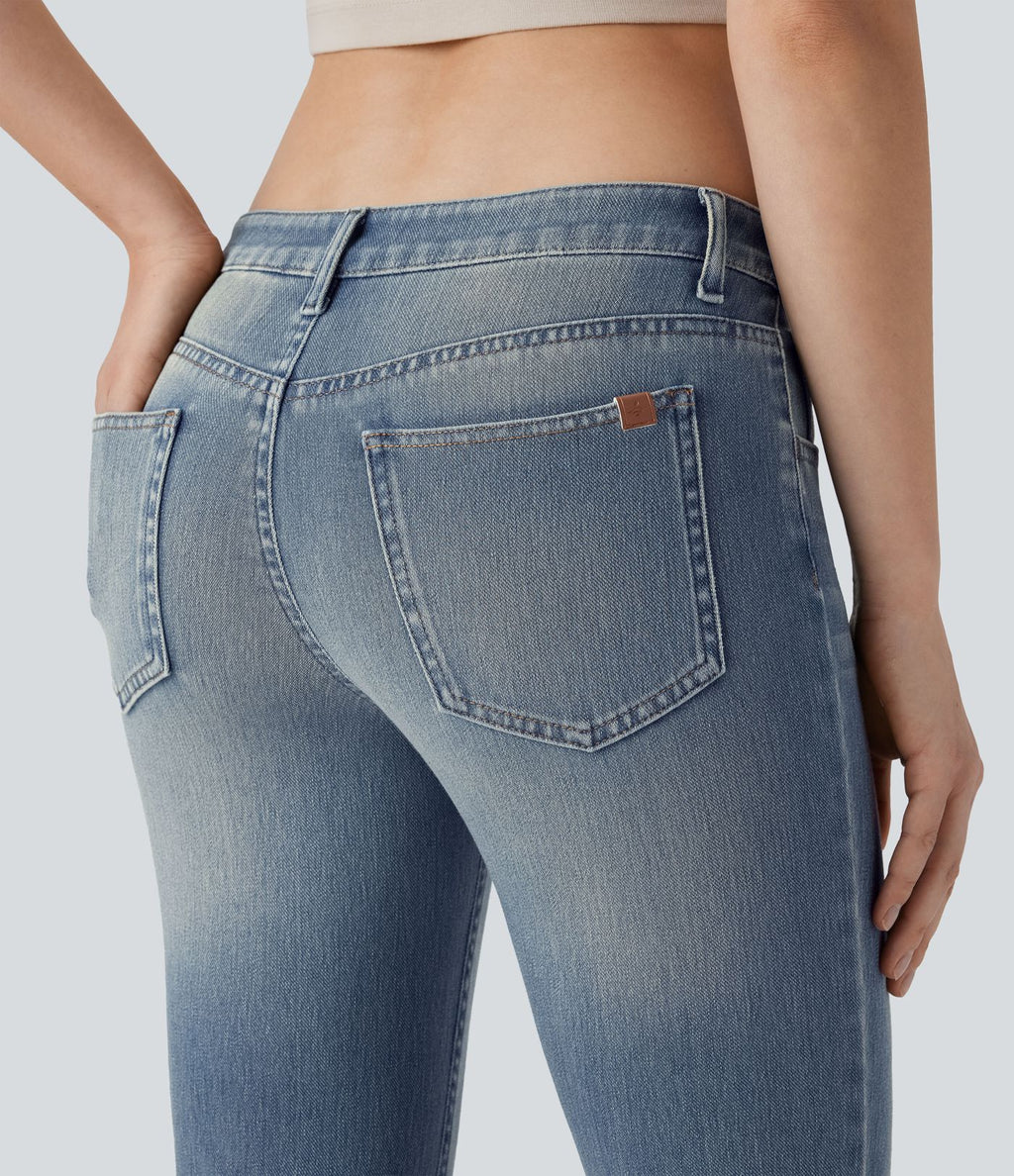 Jean bootcut délavé taille basse Halara Flex™ à poches multiples