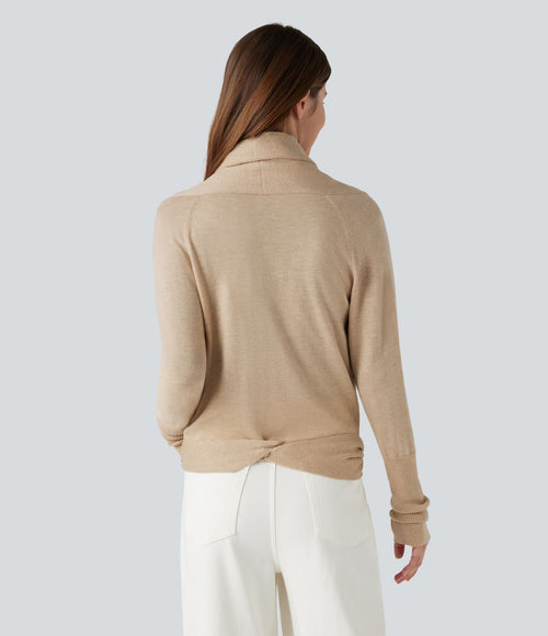 Cardigan drapé manches longues à nœud