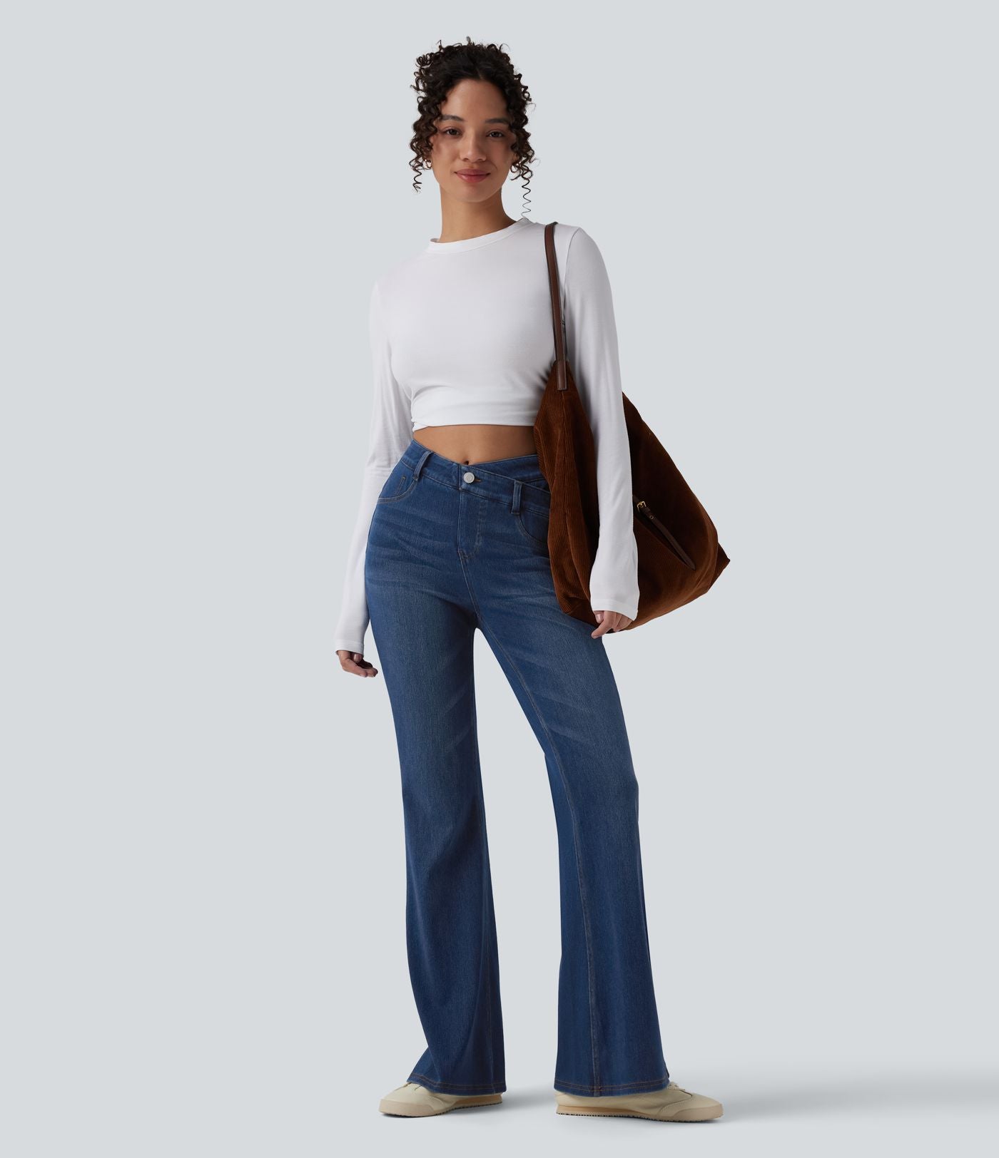 Jean Halara Flex™ taille haute croisé gainant bootcut décontracté avec poches
