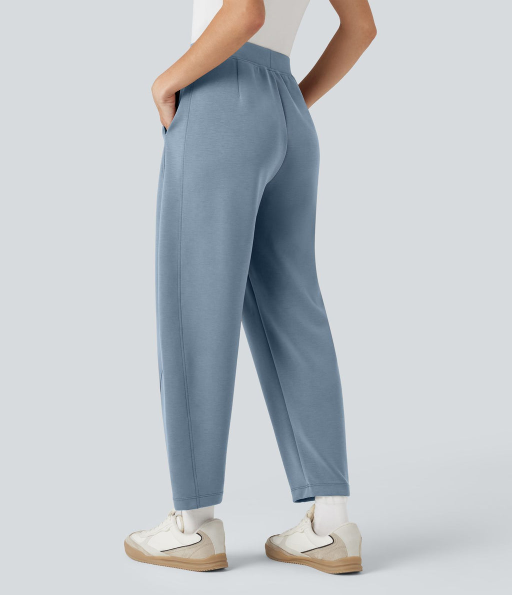 Pantalon décontracté SpacerTek™ taille haute, coupe relax large 7/8, avec poches