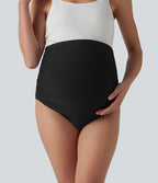 Culotte de bikini de grossesse taille ultra haute avec fronces