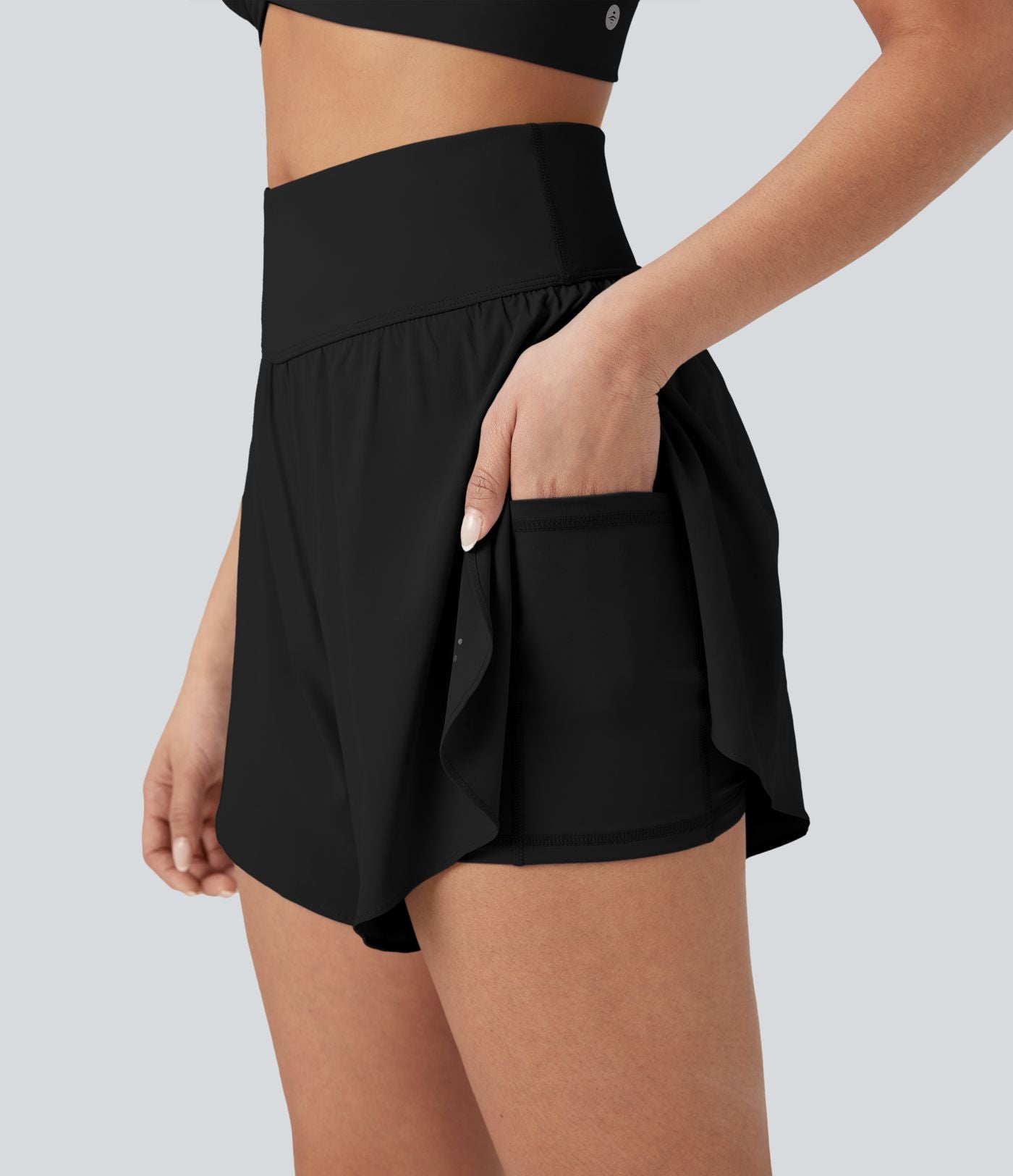 Short 2-en-1 de course gainant taille haute avec points réfléchissants, ourlet croisé et séchage rapide 12,5 cm avec poches SoftlyZero™