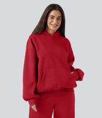 Sweat à capuche en coton molleton manches longues avec poches