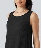 Robe mini sans manches à encolure arrondie avec ourlet à volants, coussinets amovibles et bonnets E à G