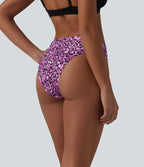 Bas de bikini léopard taille haute croisé