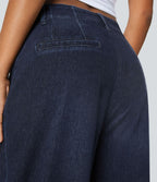 Halara Flex™ Jean large Palazzo et Taille Haute avec Poches Avant en Tricot Extensible Lavé