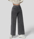 Halara Flex™ Jean Large Travail à Taille Haute Poches Multiples et Tricot Extensible