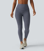 Halara UltraSculpt™ Legging de course à rayures jacquard taille haute ventre plat avec poches