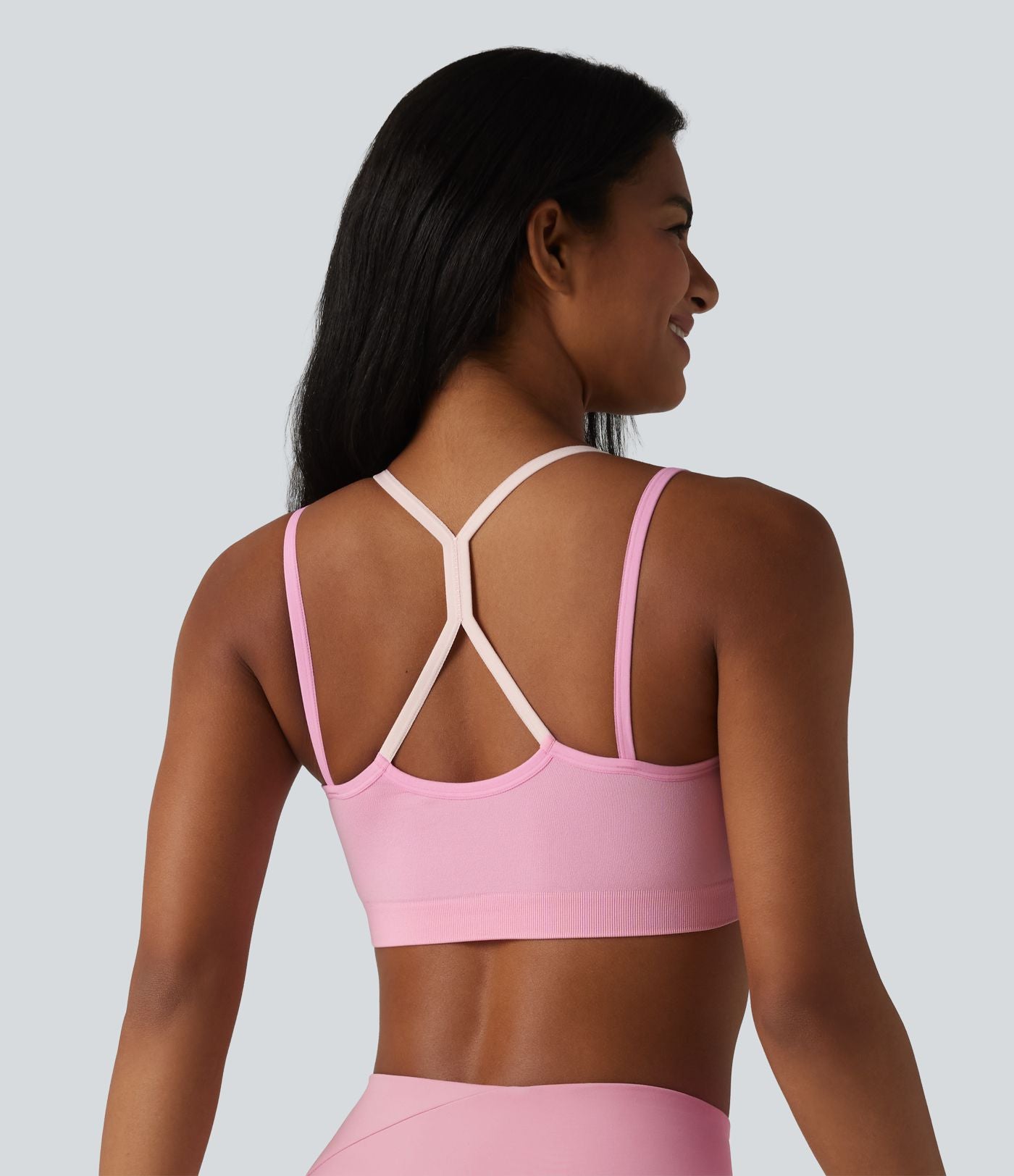 OneForm Seamless Flow Brassière de sport yoga sans couture 2 en 1 color block maintien léger avec soutien-gorge intégré