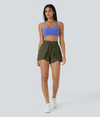 Short Casual 7,5cm Empilé Taille Haute Bordures Volantées Taille Élastique Cordon de Serrage