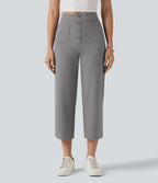 Pantalon coupe droite DayStretch décontracté court, taille haute, à poches