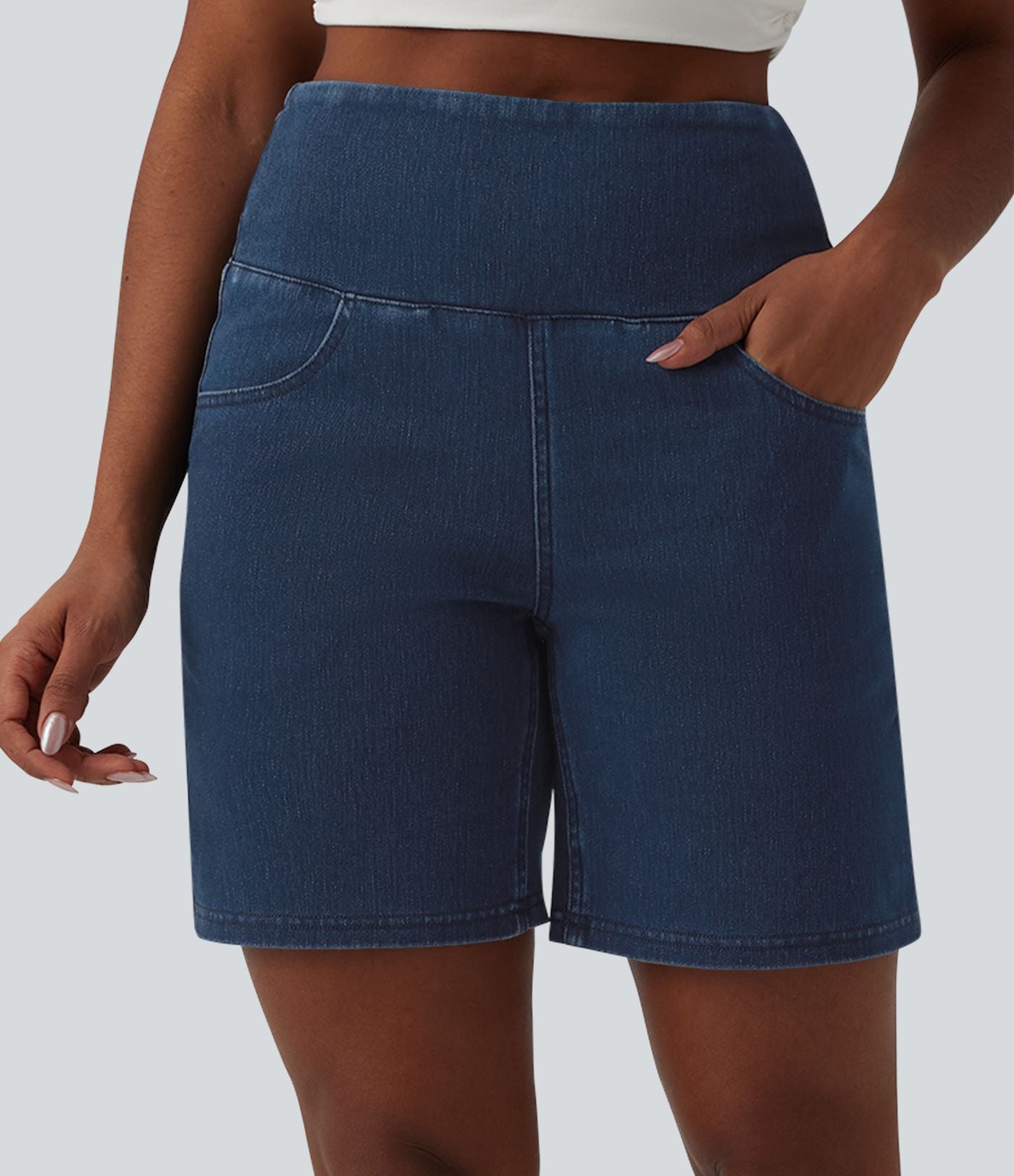 Short en jean Halara Flex™ casual gainant taille haute 17,5 cm avec poches