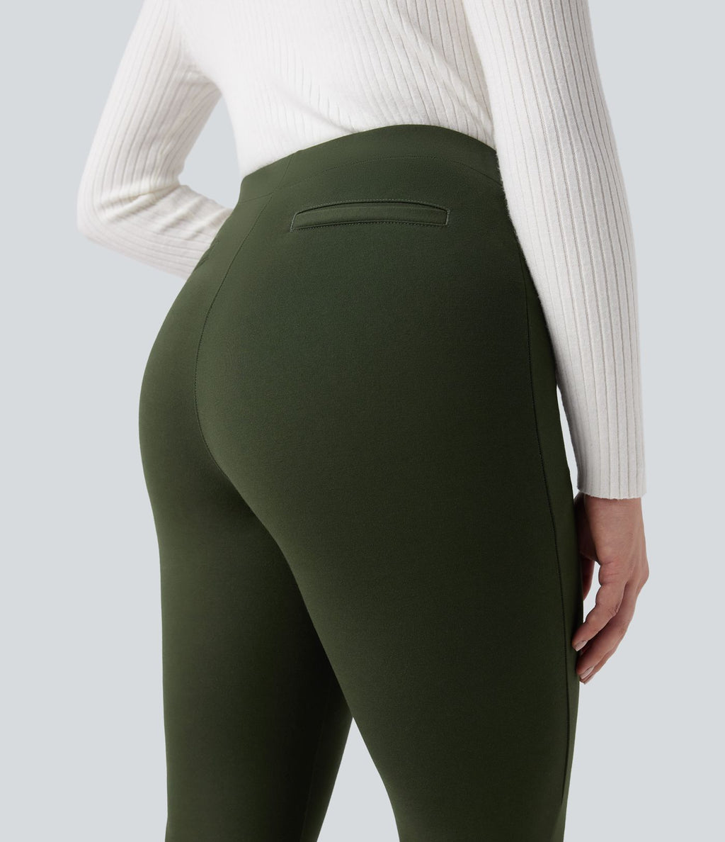 Pantalon tailleur slim taille mi-haute en ponte roma résistant avec poches
