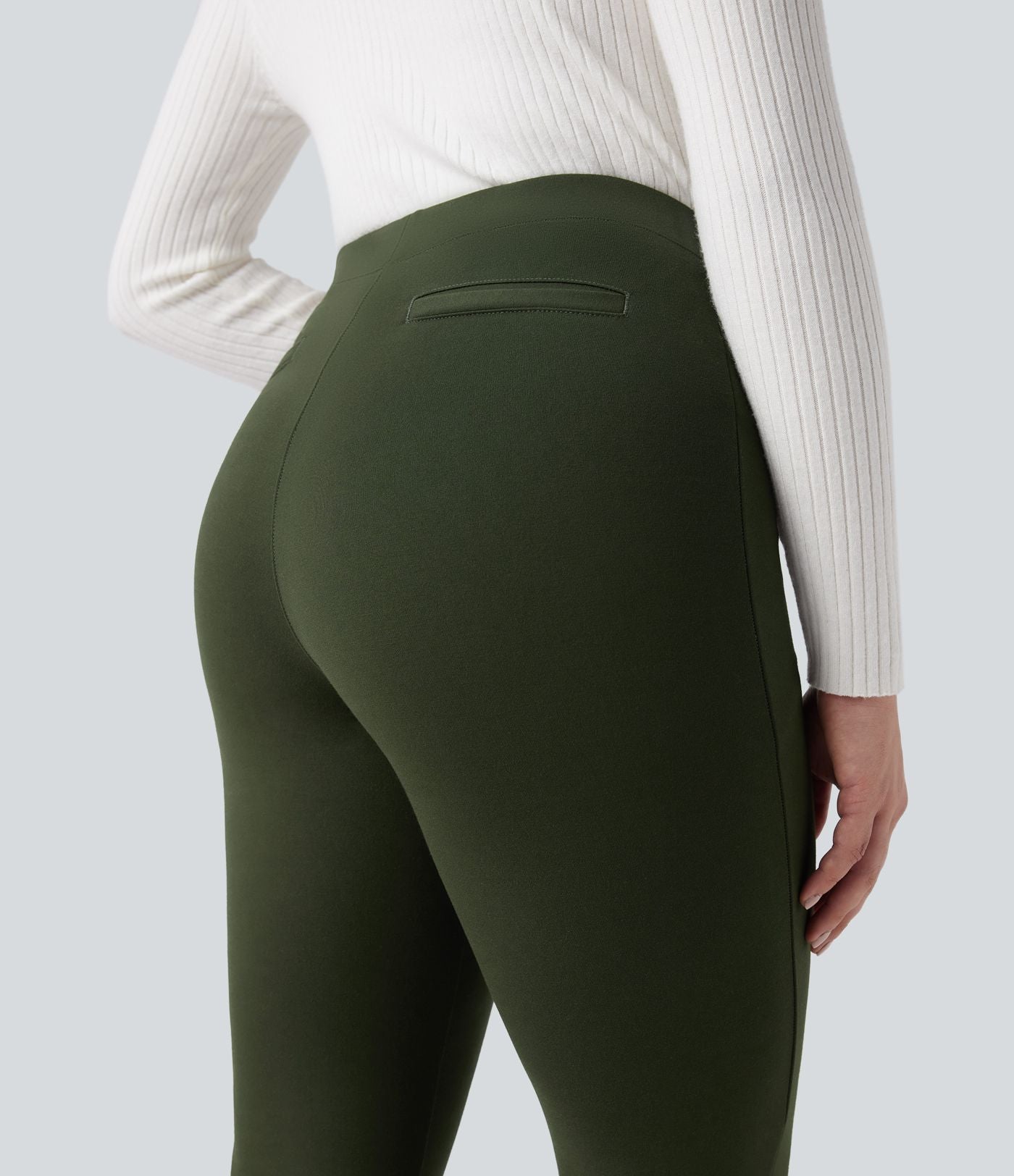 Pantalon tailleur slim taille mi-haute en ponte roma résistant avec poches