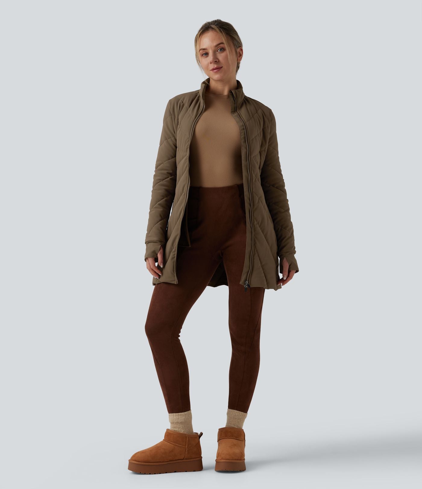 Doudoune PuffFlex col montant double zip avec passants pouces avec poches