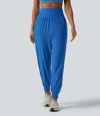 Pantalon de jogging 2 en 1 à taille haute, gainant et à séchage rapide, perforé, avec poches