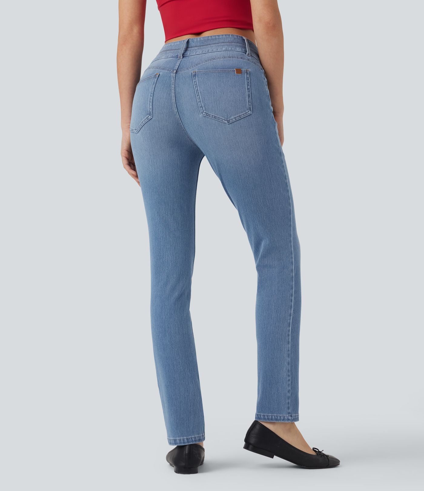 Jean ajusté Halara Flex™ taille mi-haute double ceinture avec poches