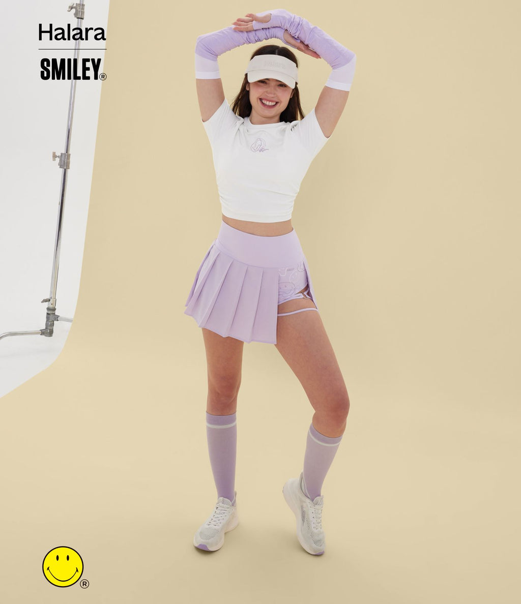 T-shirt casual cropped ajusté froncé Halara X Smiley® Halara UltraSculpt™ col rond à manches courtes