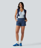 Halara Flex™ Short en denim taille haute 7,5 cm avec poches