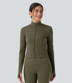 Veste yoga SoftlyZero™ Plush col montant manches longues avec trous pour pouces et dos croisé