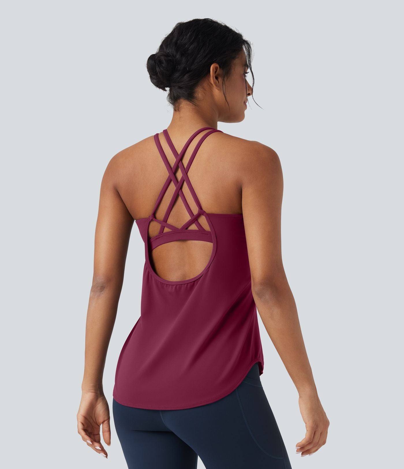 Débardeur running Halara UltraSculpt™ col rond dos croisé bonnets E-G