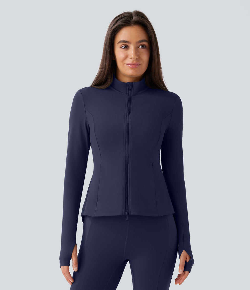Veste d'équitation ajustée Softlyzero™ avec col montant, passe-pouces, poches, plis et fermeture éclair - Protection UPF50+