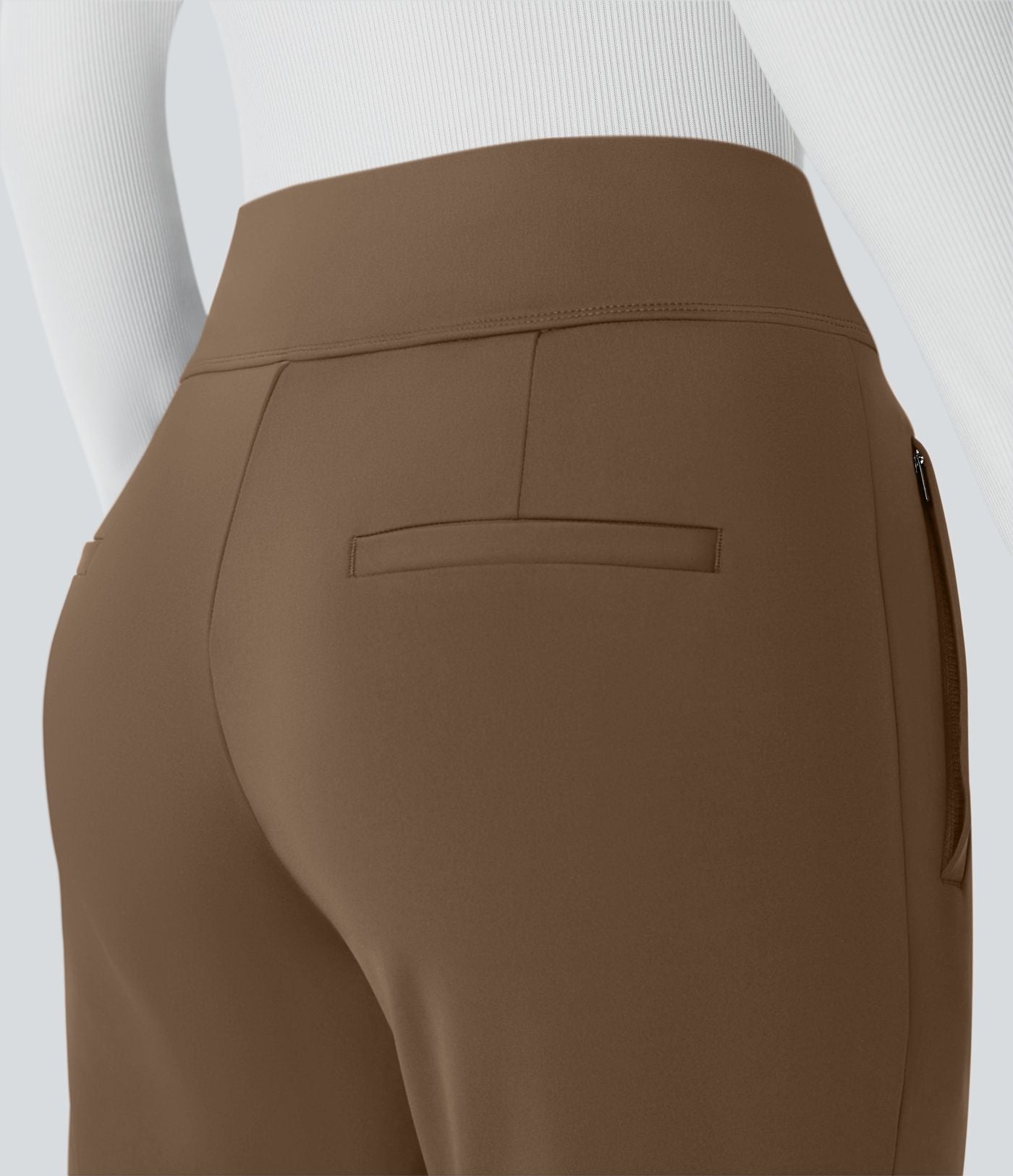 Pantalon tailleur évasé taille mi-haute Halara Flex™ DayStretch avec zip latéral et poches
