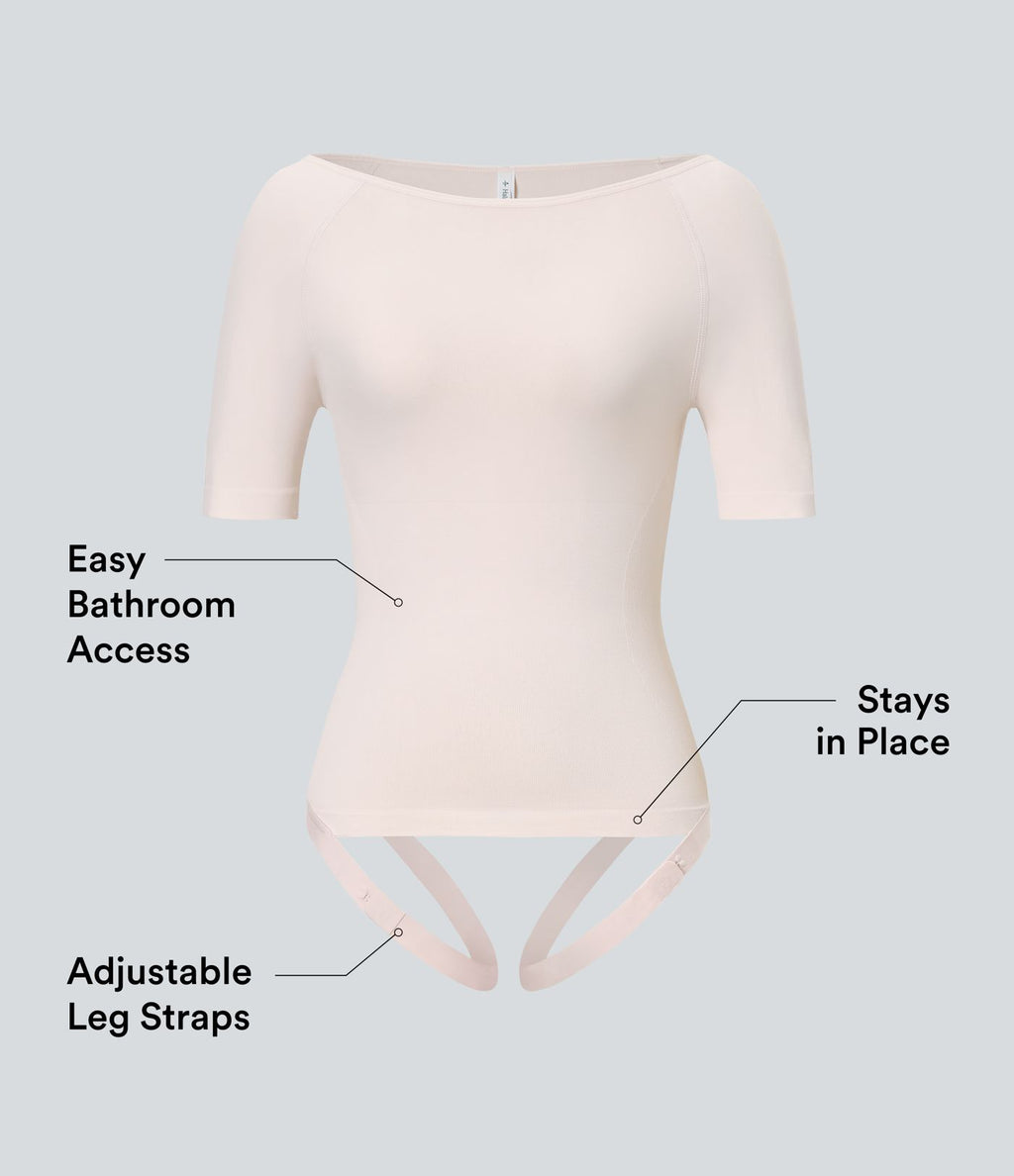 Combinaison de travail lissante décolleté bateau avec bretelles de jambe ajustables sans couture OneForm Seamless Flow - Easy Peasy