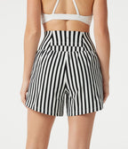 Short de yoga ample 2 en 1 à rayures taille ultra haute avec poches