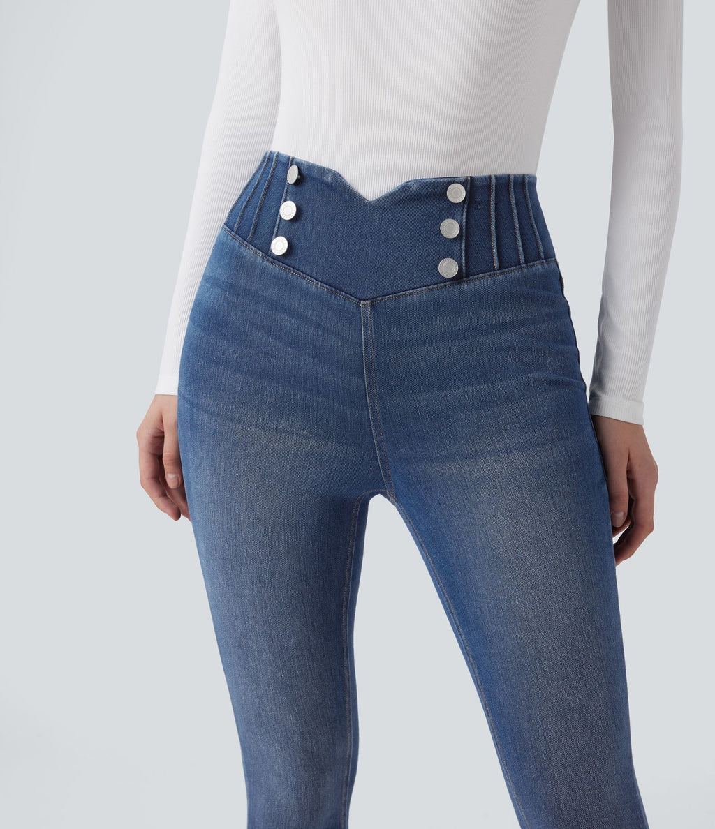 Legging 7/8 skinny en denim Halara Flex™ taille haute gainant avec poches