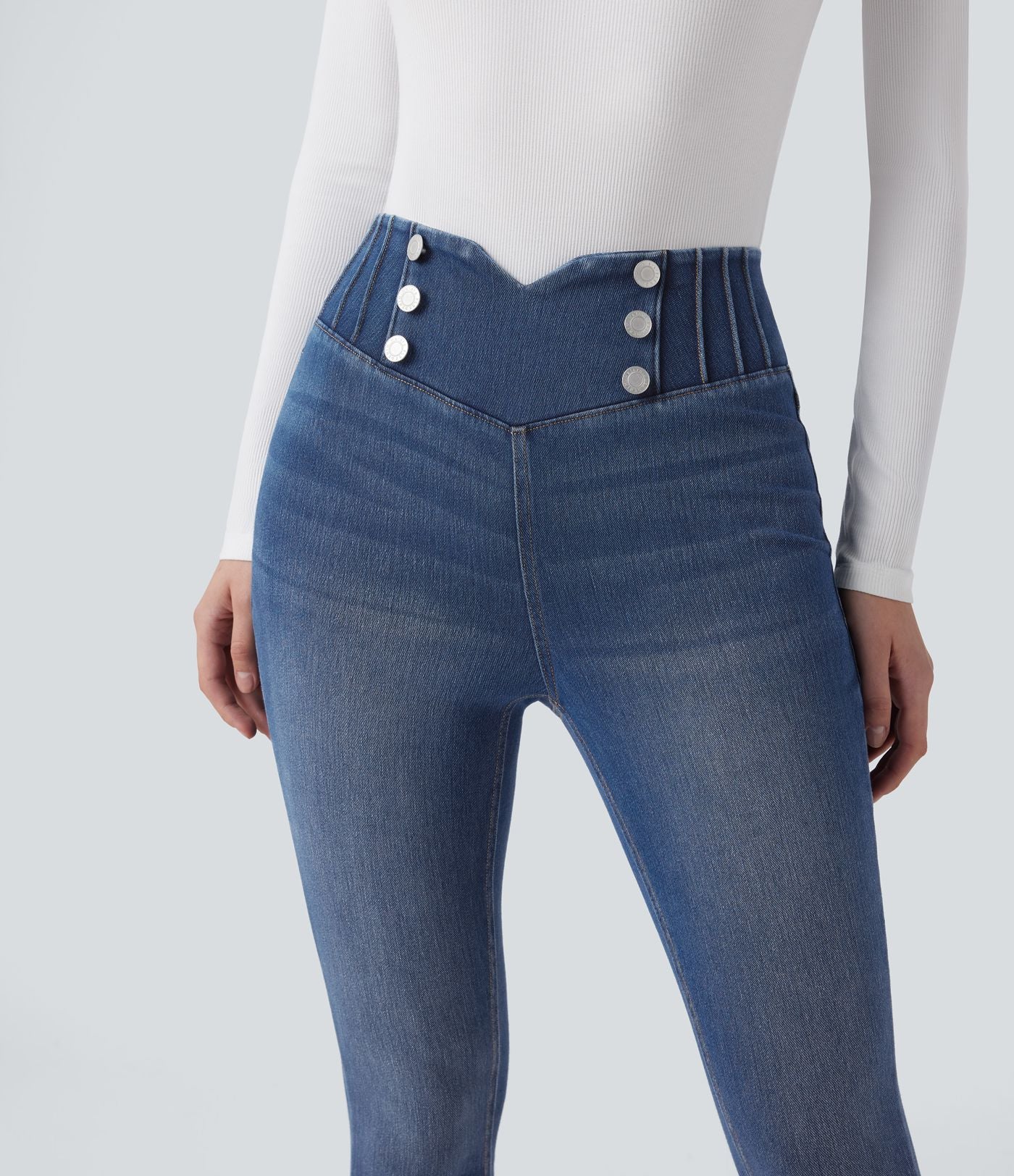 Legging 7/8 skinny en denim Halara Flex™ taille haute gainant avec poches
