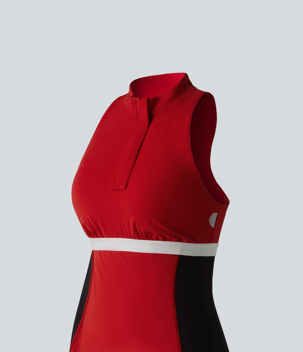 Halara UltraSculpt™ Robe sport mini de golf à col cheminée, soutien-gorge intégré, dos nageur et colorblock
