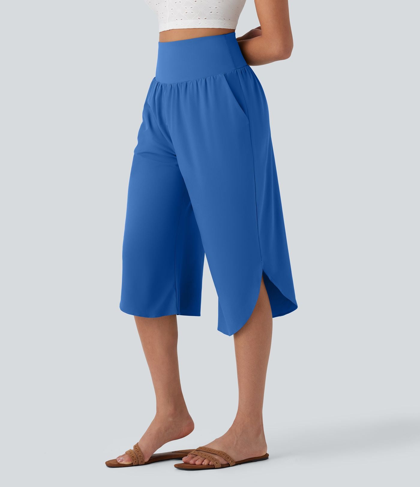 Pantalon corsaire gainant taille haute à ourlet asymétrique et séchage rapide avec poches Breezeful™