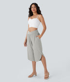 Pantalon capri de vacances Breezeful™ taille haute croisée avec poches latérales, fente et séchage rapide