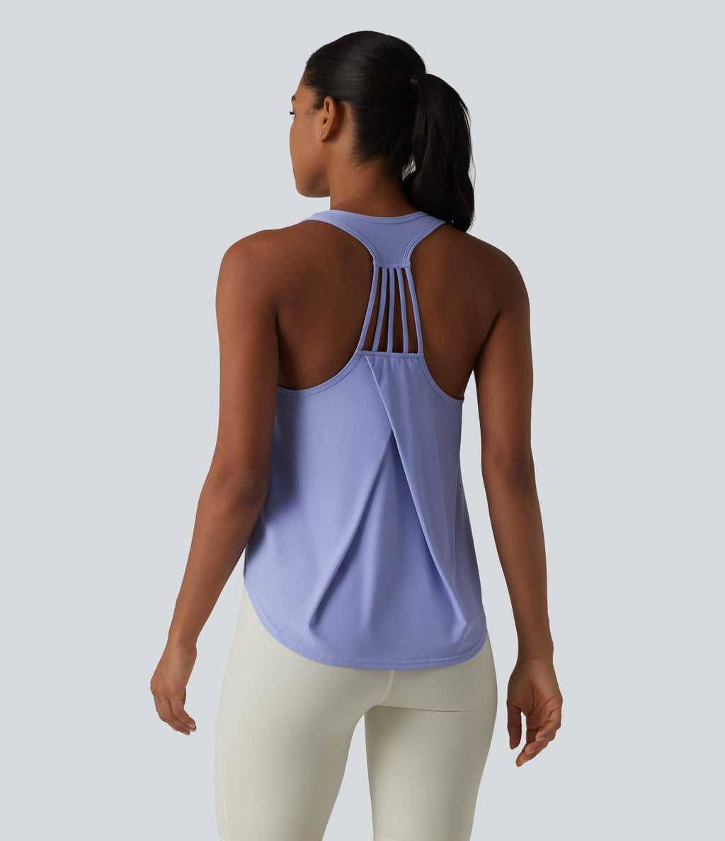 Débardeur de yoga dos nageur croisé à ourlet asymétrique arrondi