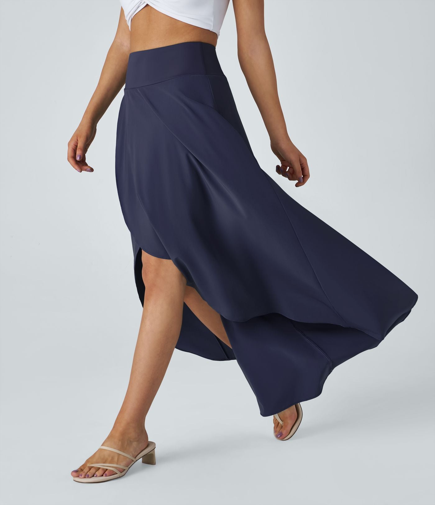 Jupe Longue Casual Breezeful™ Taille Haute à Volants 2en1 Fluide Sèchement Rapide Quotidien Maxi